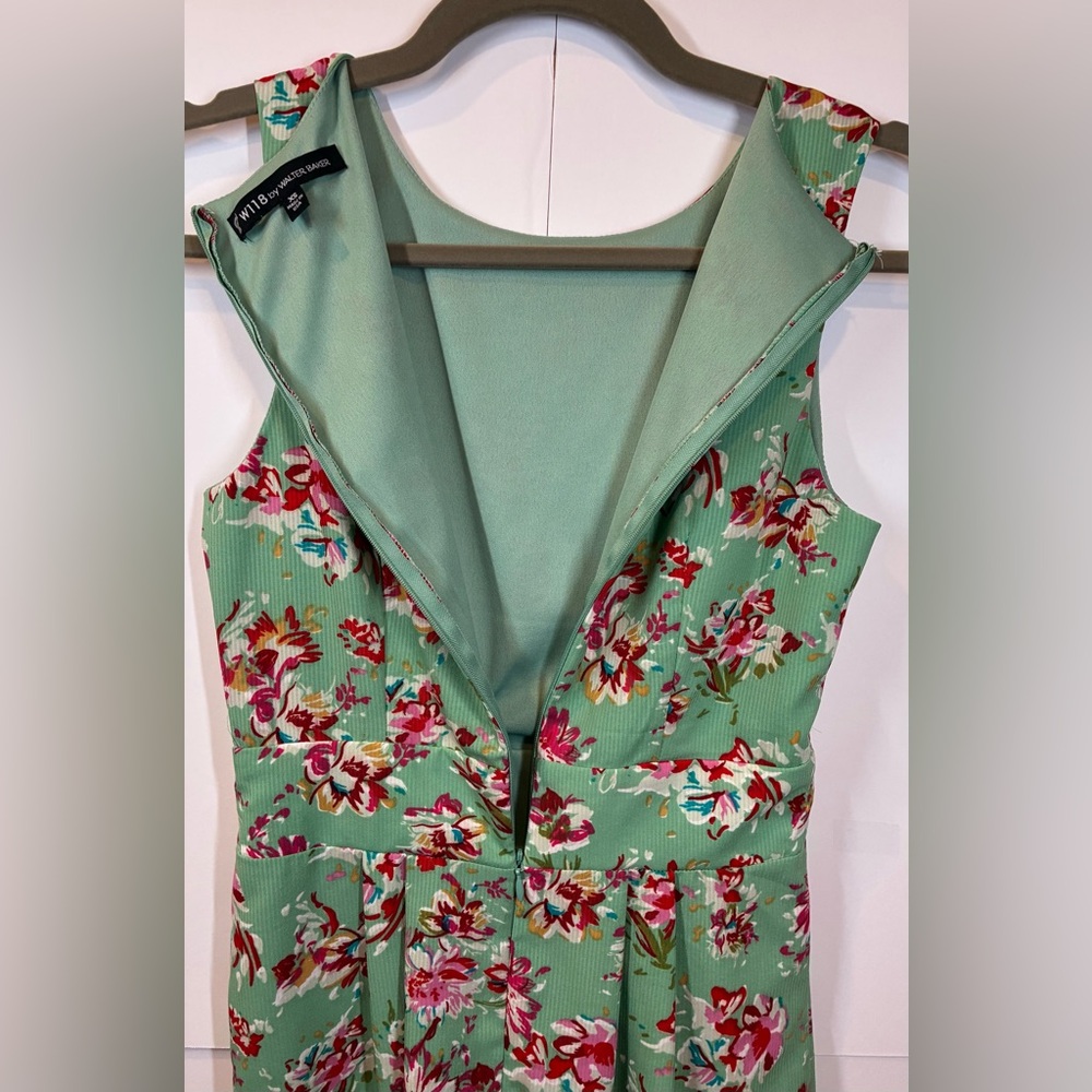 W118 by Walter Baker Mint Green Floral Fit & Flare Sleeveless Dress Size XS - Picture 5 of 7